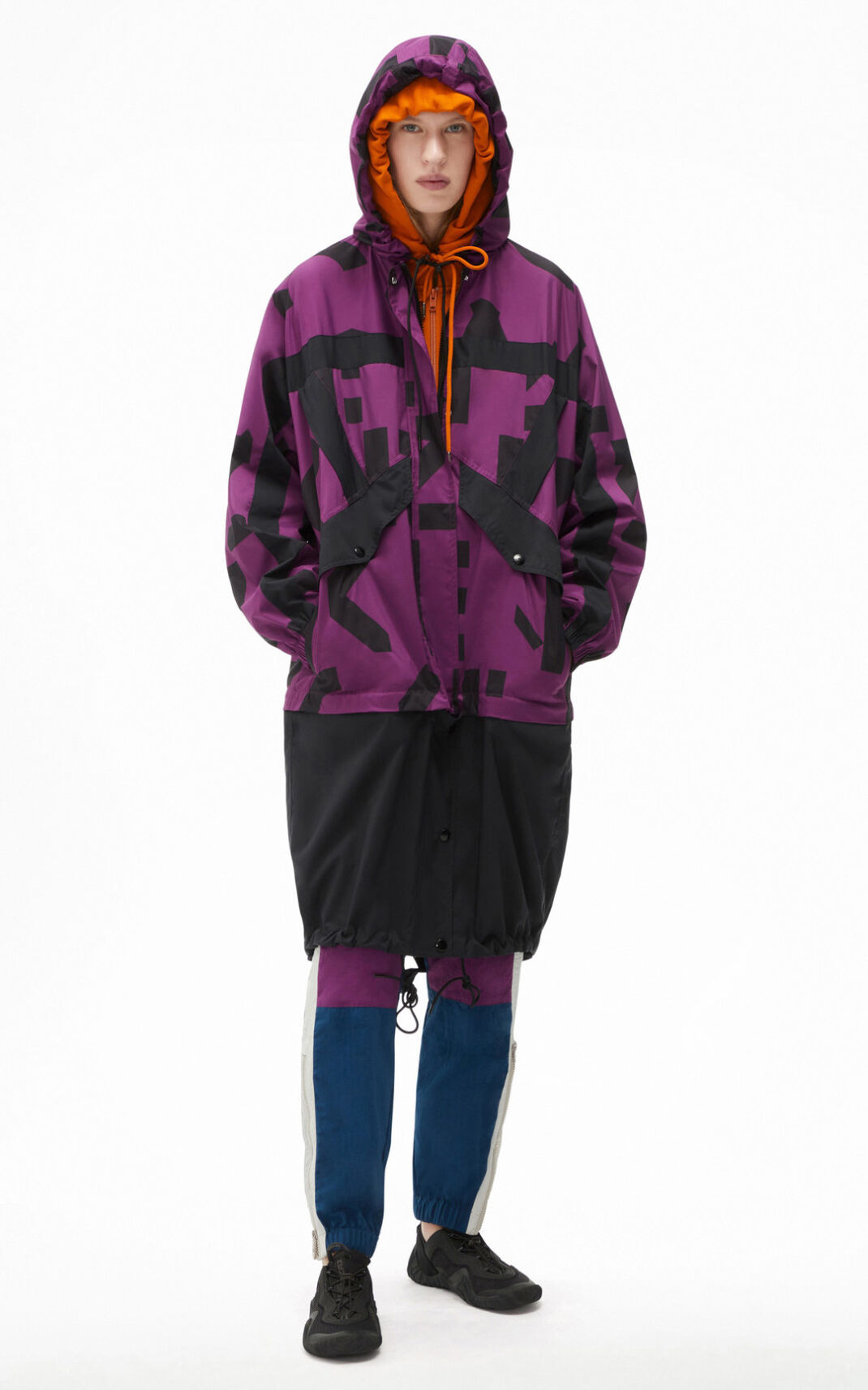 Kenzo Sport long windstopper with monogram Parka Bayan Mor | 8149-TSXZH